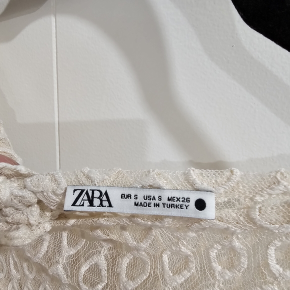 Zara Cream Lace Boho Peasant Top Sz S - Picture 5 of 7